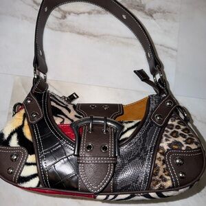 Dolls kill current mood  - Brown Patchwork Animal Print Shoulder Bag